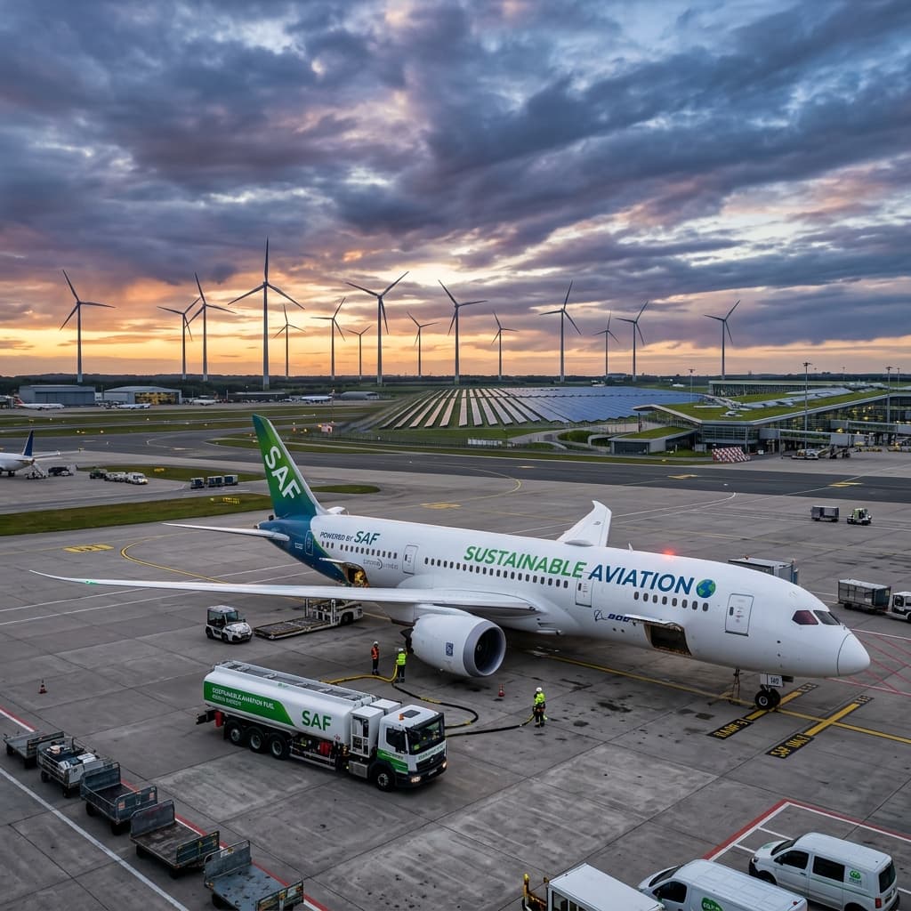 Sustainable Aviation Fuel on tarmac